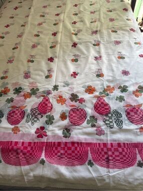 Material Fabric Fruit Print White Transparent